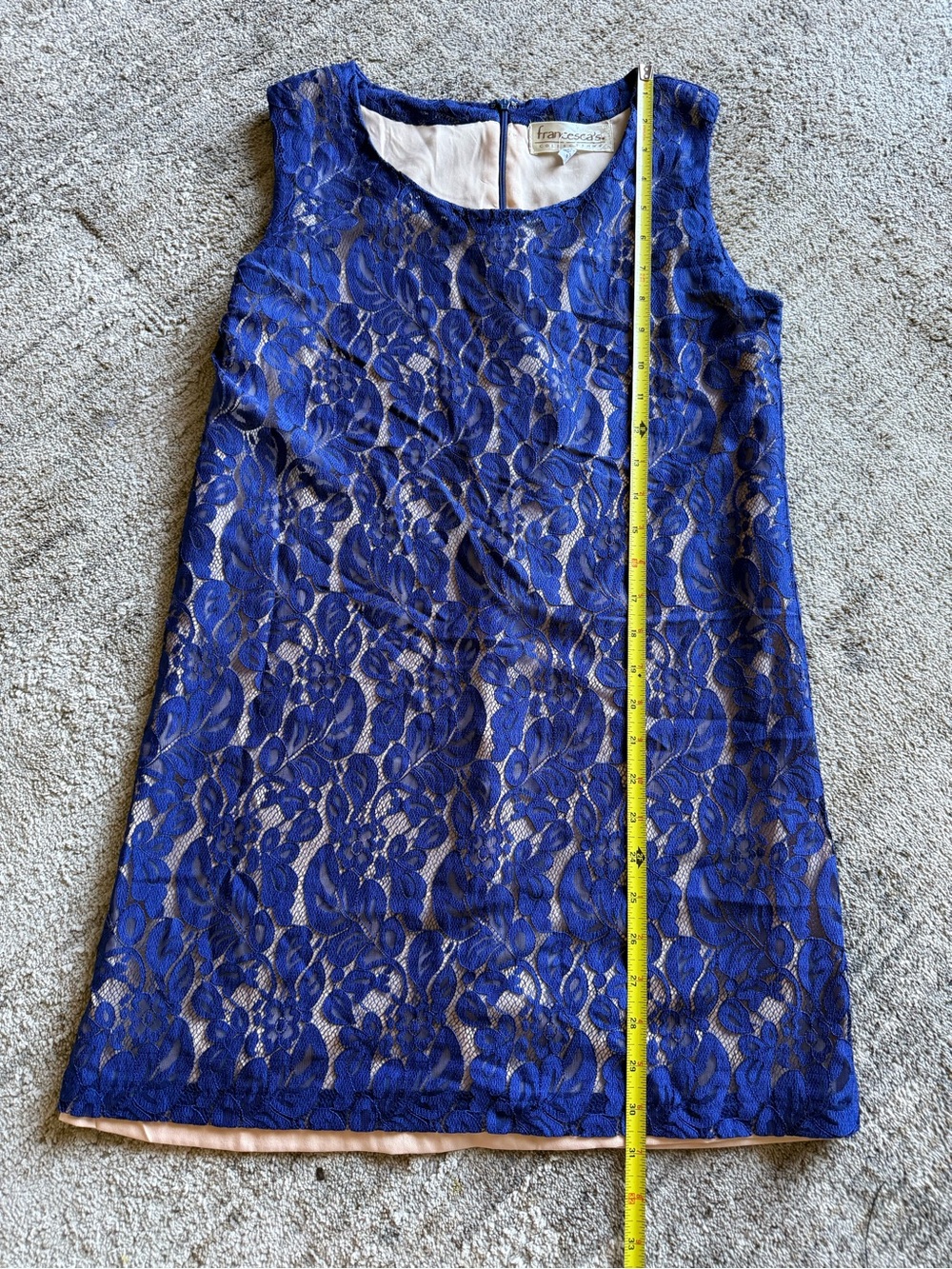 Francesca's Collections Blue Lace Overlay Shift Dress - Picture 3 of 4